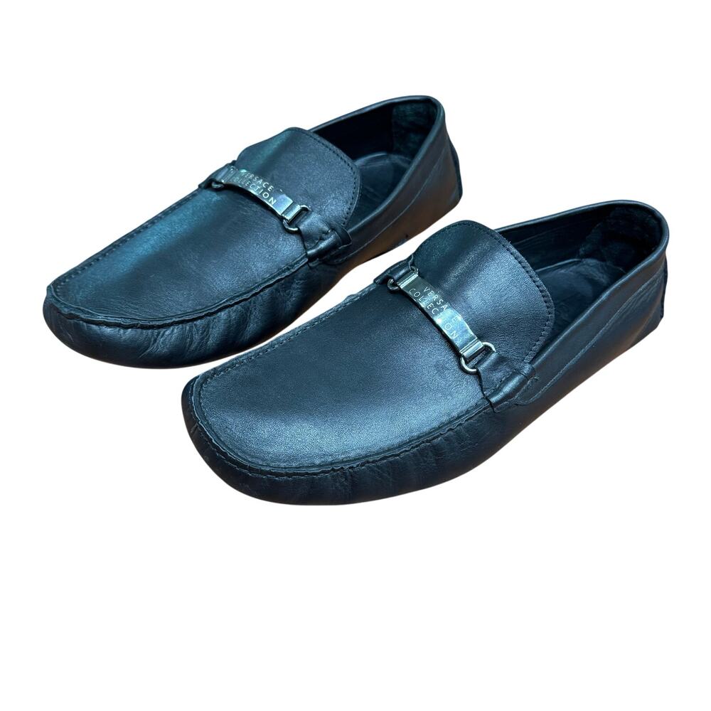 Versace leather driving loafers men’s Sz US12, EU45, UK11 Medusa shoes slip on